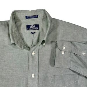 Stafford 17 32/33 Green Button Down Oxford Shirt Single Needle Tailoring Preppy